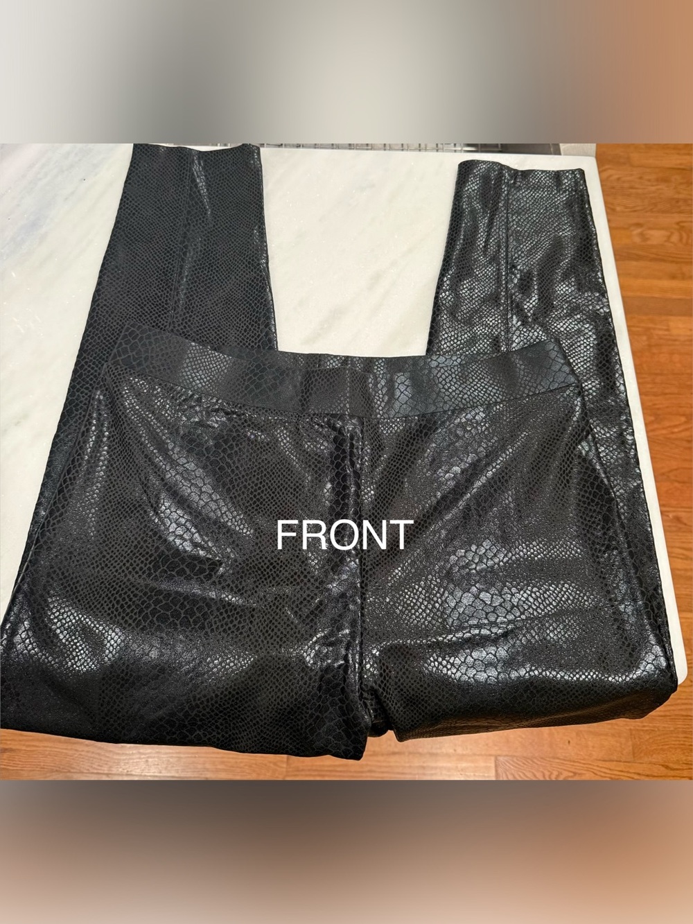 Philosophy Black Faux Snake Leather High-Waist Pull-On Pants Leggings NWT 🤩